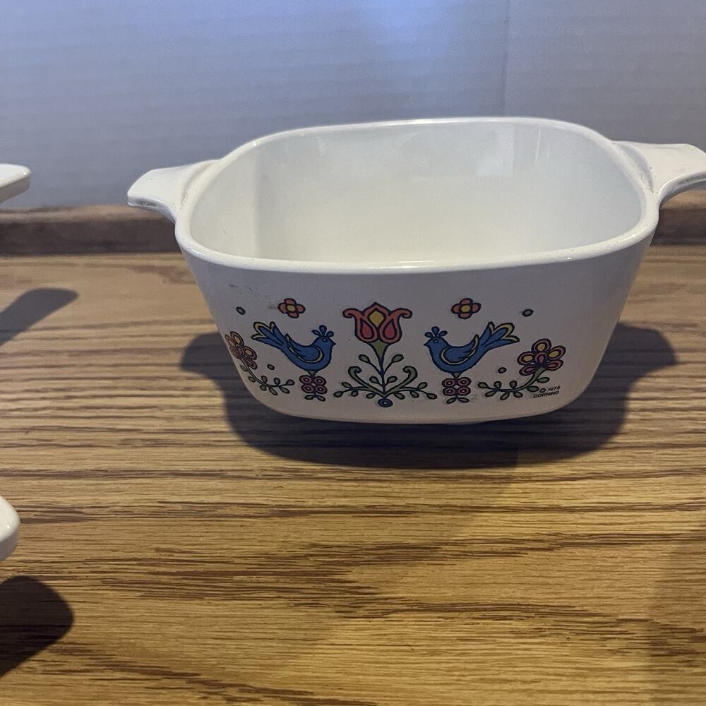 Corning Ware Country Festival Bluebird Pattern Casserole Sauce Dishes Set Of 4 - Picture 4 of 7
